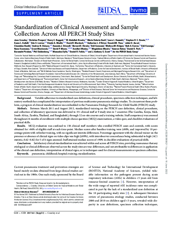 (PDF) Standardization of Clinical Assessment and Sample Collection ...