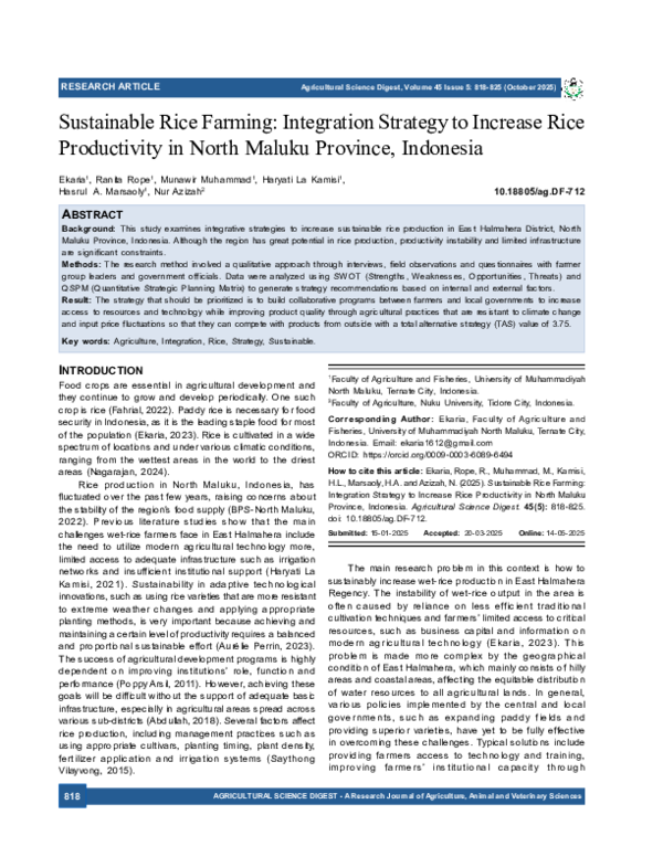 (PDF) Sustainable Rice Farming: Integration Strategy to Increase Rice ...