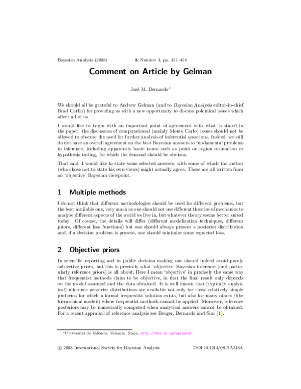 (PDF) Comment on article by Gelman
