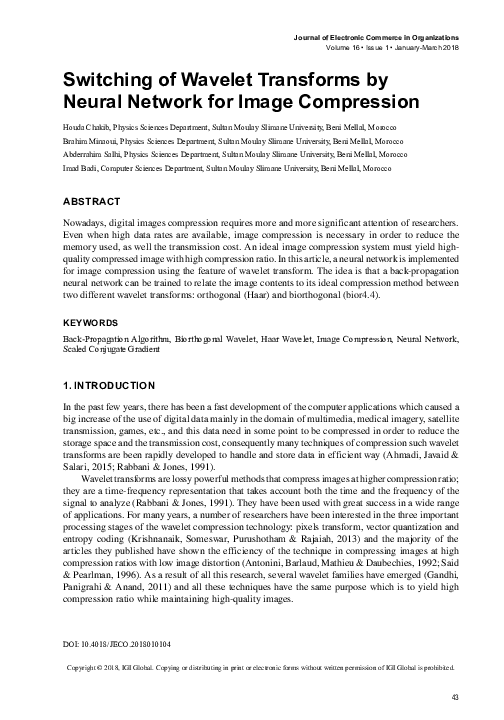 (PDF) Switching of Wavelet Transforms by Neural Network for Image ...