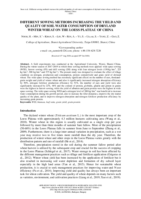 (PDF) Different Sowing Methods Increasing the Yield and Quality of Soil ...