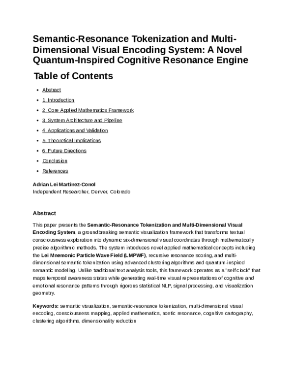 (PDF) Semantic-Resonance Tokenization and Multi-Dimensional Visual ...