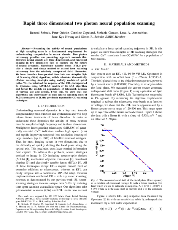 (PDF) Rapid three dimensional two photon neural population scanning