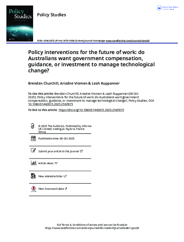 (PDF) Policy interventions for the future of work: do Australians want ...