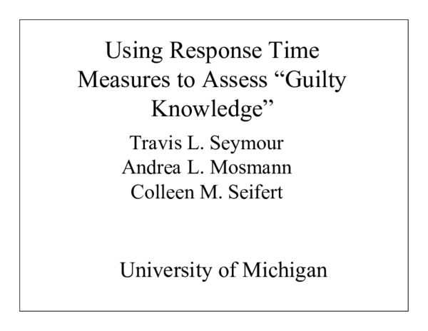 (PDF) Using response time measures to assess 