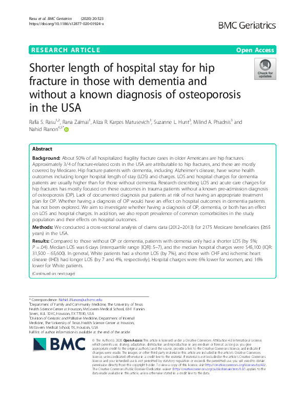 (PDF) Shorter length of hospital stay for hip fracture in those with ...
