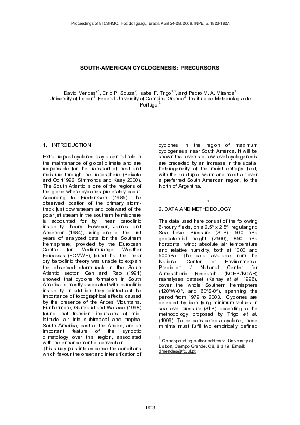 (PDF) South-American Cyclogenesis: Precursors