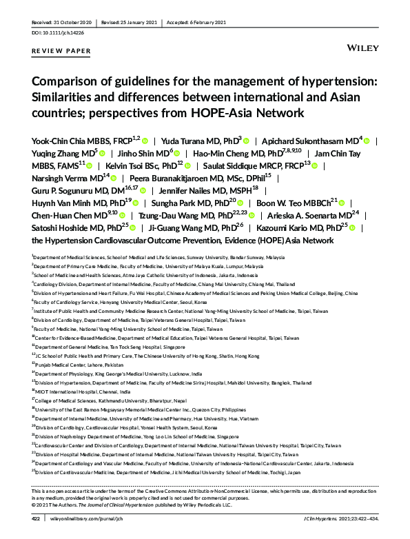 (PDF) Comparison of guidelines for the management of hypertension ...