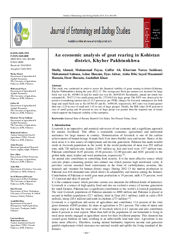 (PDF) An economic analysis of goat rearing in Kohistan district, Khyber ...