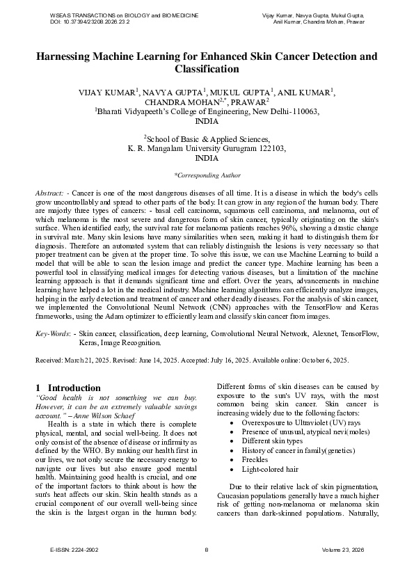 (PDF) Harnessing Machine Learning for Enhanced Skin Cancer Detection ...