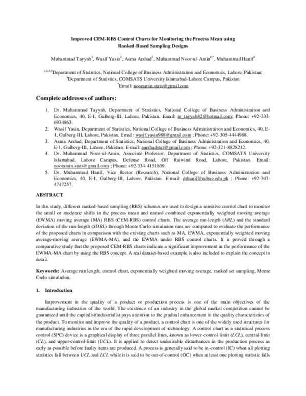 (PDF) Improved CEM-RBS Control Charts for Monitoring the Process Mean ...