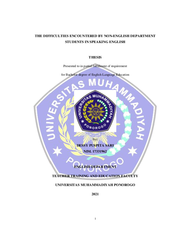 (PDF) The Difficulties Encountered by Non-English Department Students ...