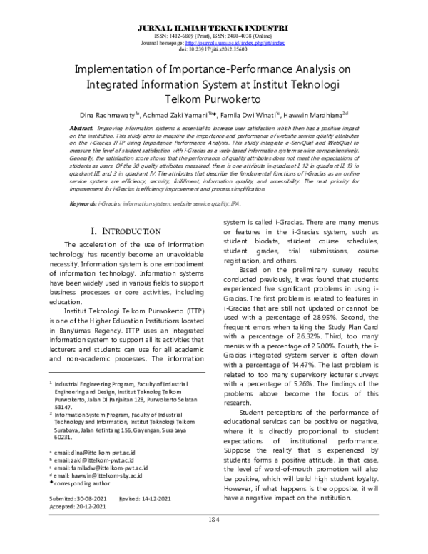 (PDF) Implementation of Importance-Performance Analysis on Integrated ...