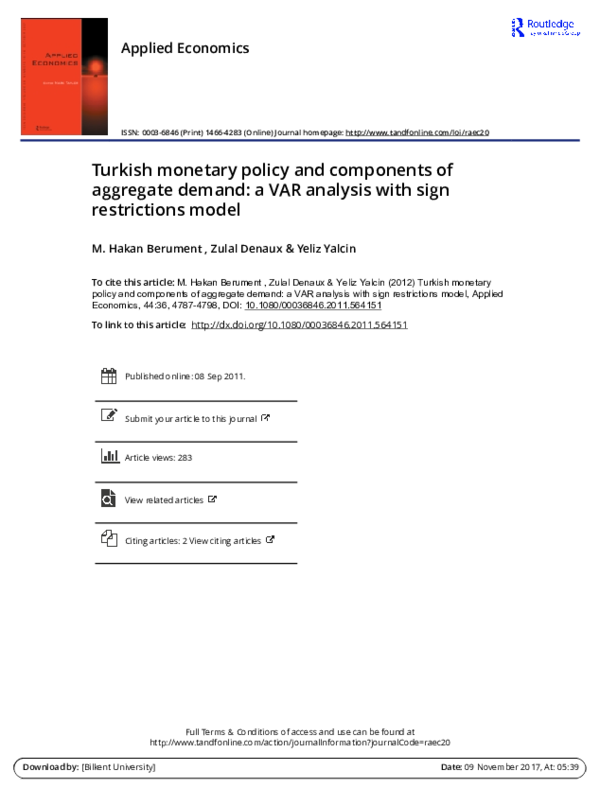 (PDF) Turkish monetary policy and components of aggregate demand: a VAR ...