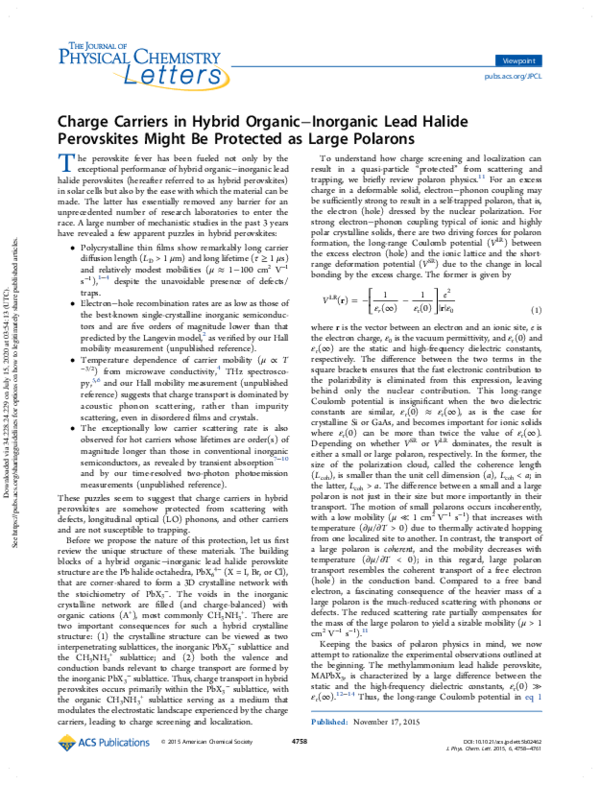 (PDF) Charge Carriers in Hybrid Organic–Inorganic Lead Halide ...