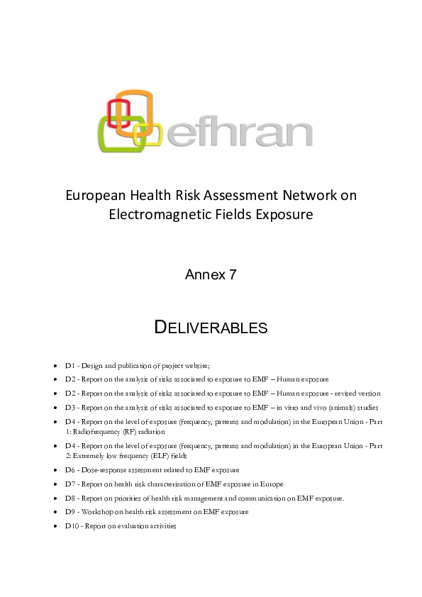 (PDF) European Health Risk Assessment Network on Electromagnetic Fields ...