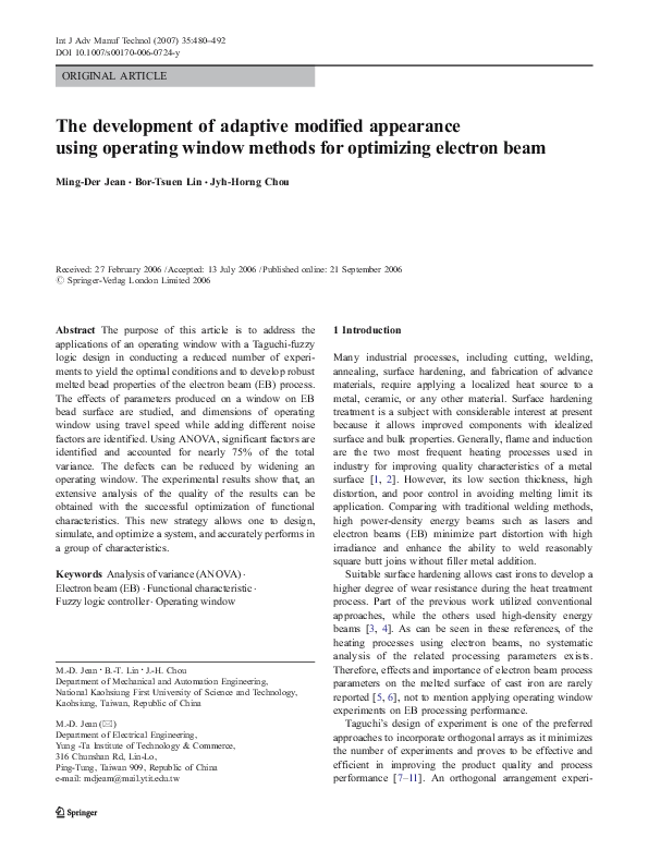 (PDF) The development of adaptive modified appearance using operating ...