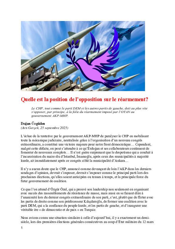 (PDF) Quelle est la position de l’opposition sur le réarmement?
