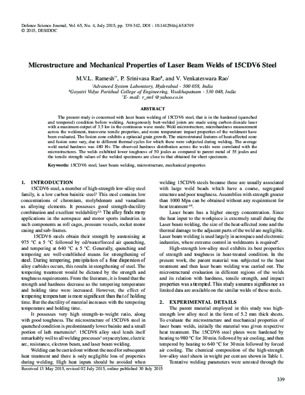 (PDF) Microstructure and Mechanical Properties of Laser Beam Welds of ...