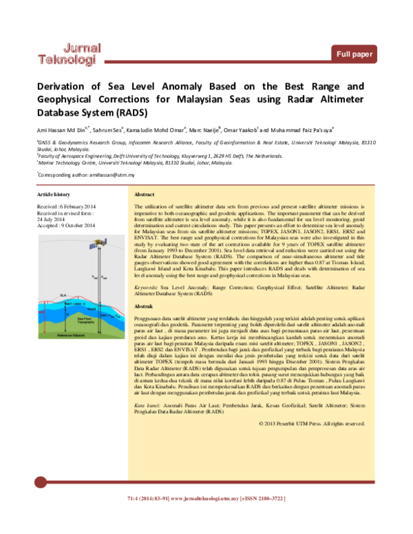 (PDF) Derivation of Sea Level Anomaly Based on the Best Range and ...