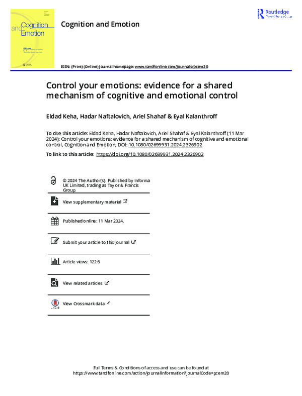 (PDF) Control your emotions: evidence for a shared mechanism of ...