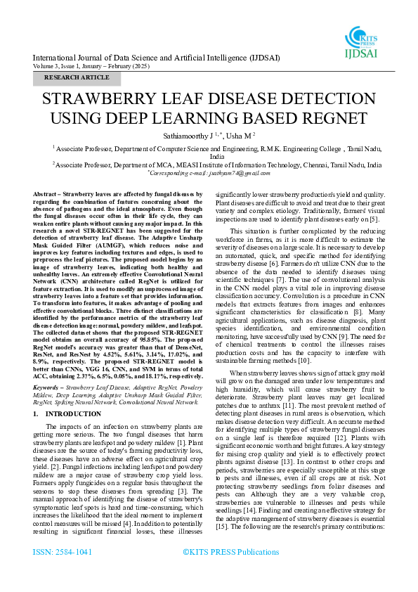 (PDF) STRAWBERRY LEAF DISEASE DETECTION USING DEEP LEARNING BASED REGNET