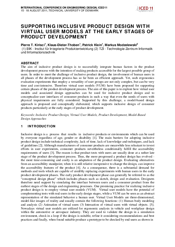 (PDF) Supporting Inclusive Product Design with Virtual User Models at ...