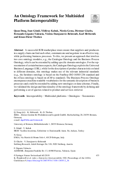 (PDF) An Ontology Framework for Multisided Platform Interoperability
