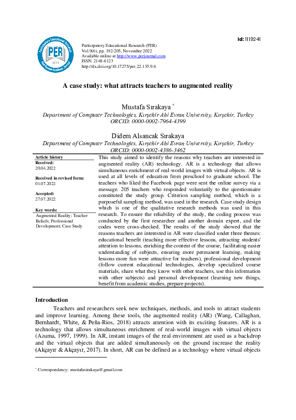 (PDF) A case study: what attracts teachers to augmented reality