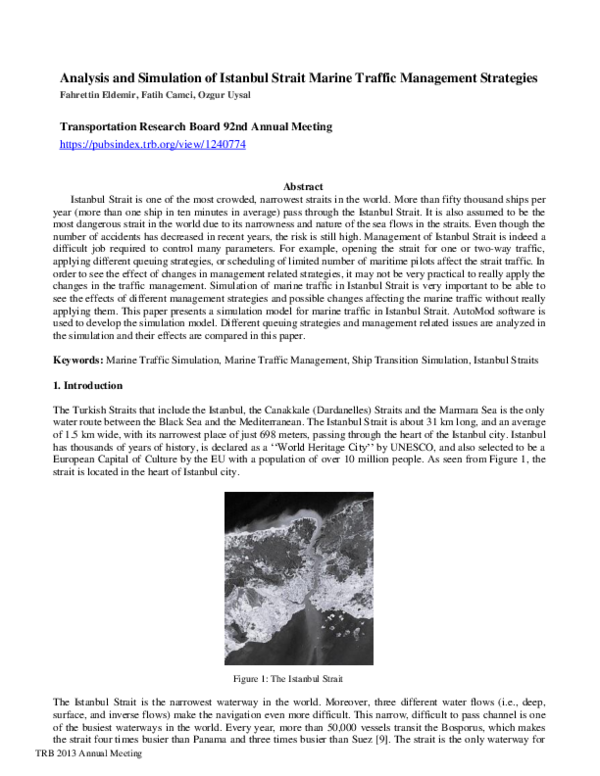 (PDF) Analysis and Simulation of Istanbul Strait Marine Traffic ...