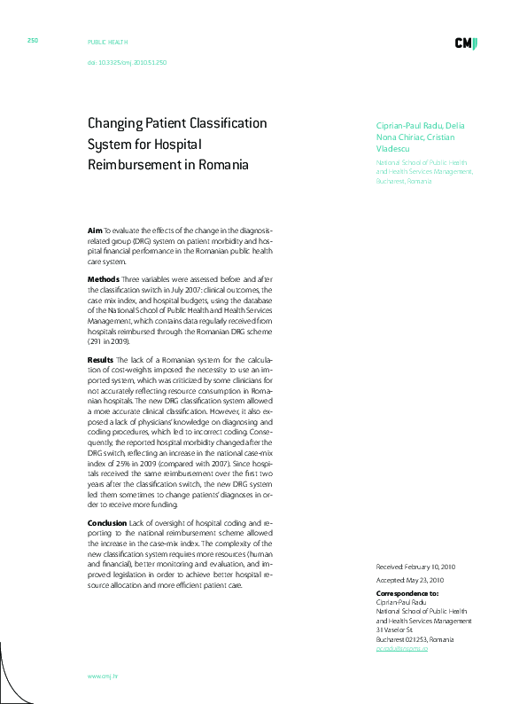 (PDF) Changing Patient Classification System for Hospital Reimbursement ...