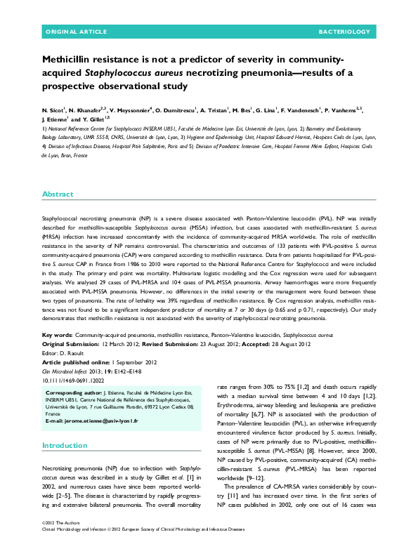 (PDF) Methicillin resistance is not a predictor of severity in ...