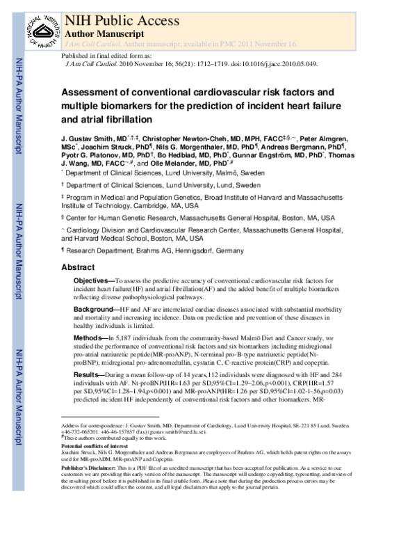 (PDF) Assessment of Conventional Cardiovascular Risk Factors and ...