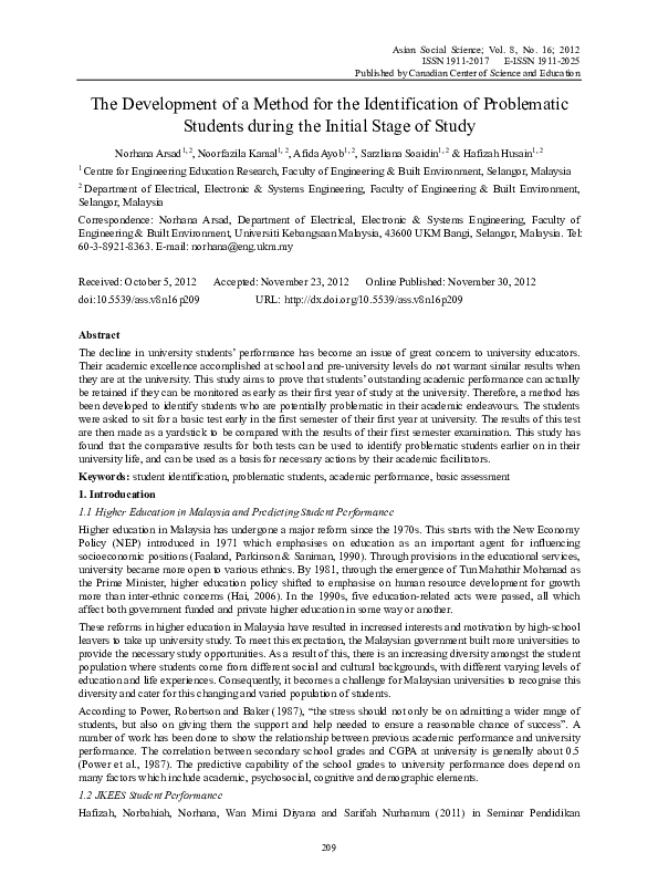 (PDF) The Development of a Method for the Identification of Problematic ...