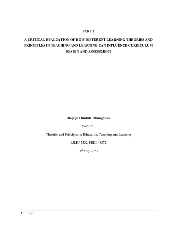 (PDF) A CRITICAL EVALUATION OF HOW DIFFERENT LEARNING THEORIES AND ...