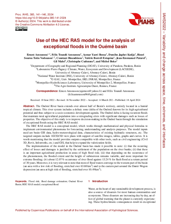 (PDF) Use of the HEC RAS model for the analysis of exceptional floods ...