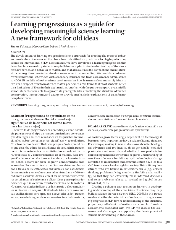 (PDF) Learning progressions as a guide for developing meaningful ...