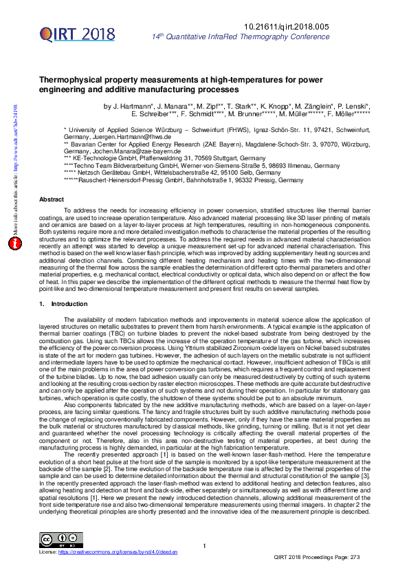 (PDF) Thermophysical property measurements at high-temperatures for ...