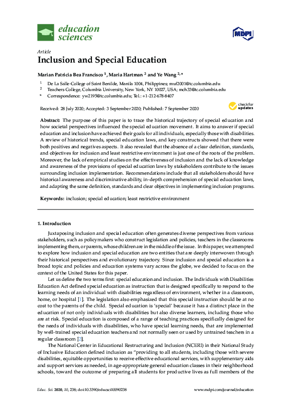(PDF) Inclusion and Special Education
