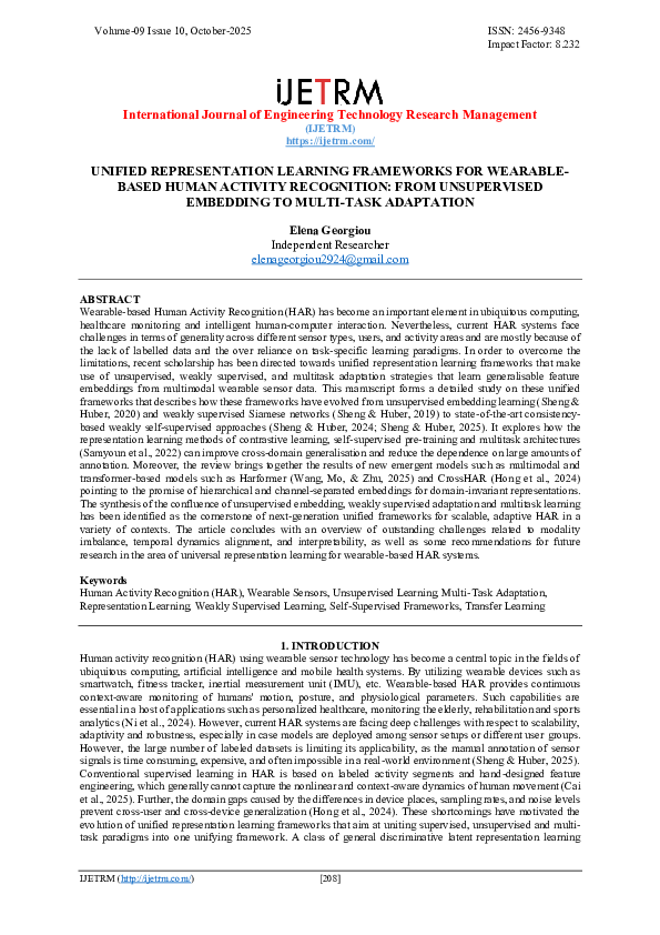 (PDF) UNIFIED REPRESENTATION LEARNING FRAMEWORKS FOR WEARABLEBASED ...