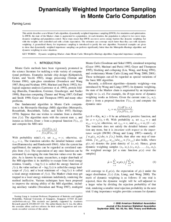 (PDF) Dynamically Weighted Importance Sampling in Monte Carlo Computation