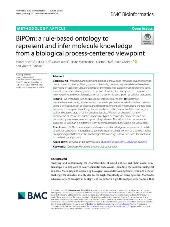 (PDF) BiPOm: a rule-based ontology to represent and infer molecule ...