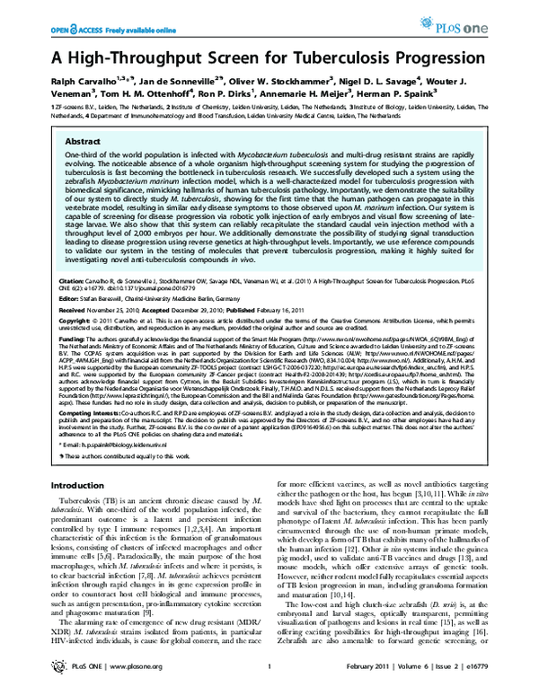 (PDF) A High-Throughput Screen for Tuberculosis Progression