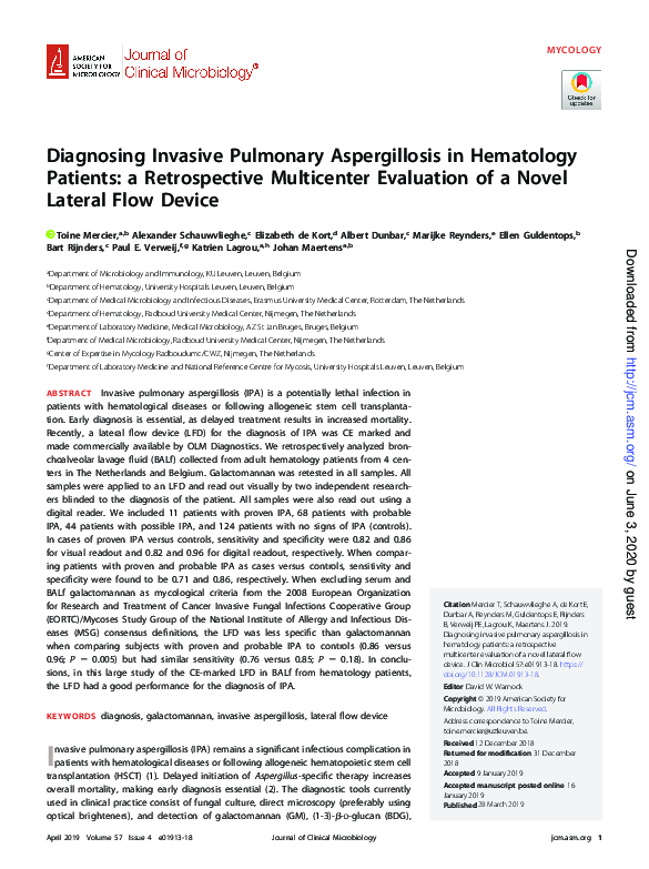 (PDF) Diagnosing Invasive Pulmonary Aspergillosis in Hematology ...
