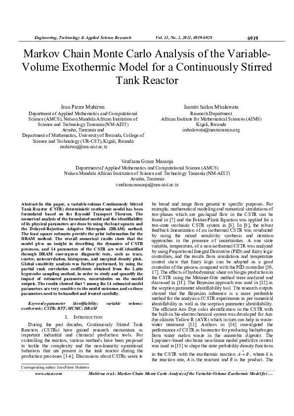 (PDF) Markov Chain Monte Carlo Analysis of the Variable-Volume ...