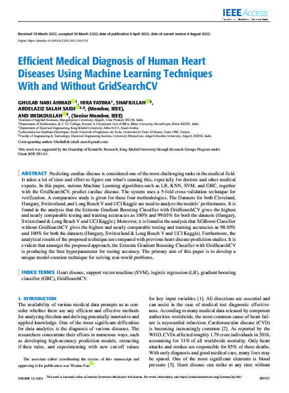 (PDF) Efficient Medical Diagnosis of Human Heart Diseases Using Machine ...