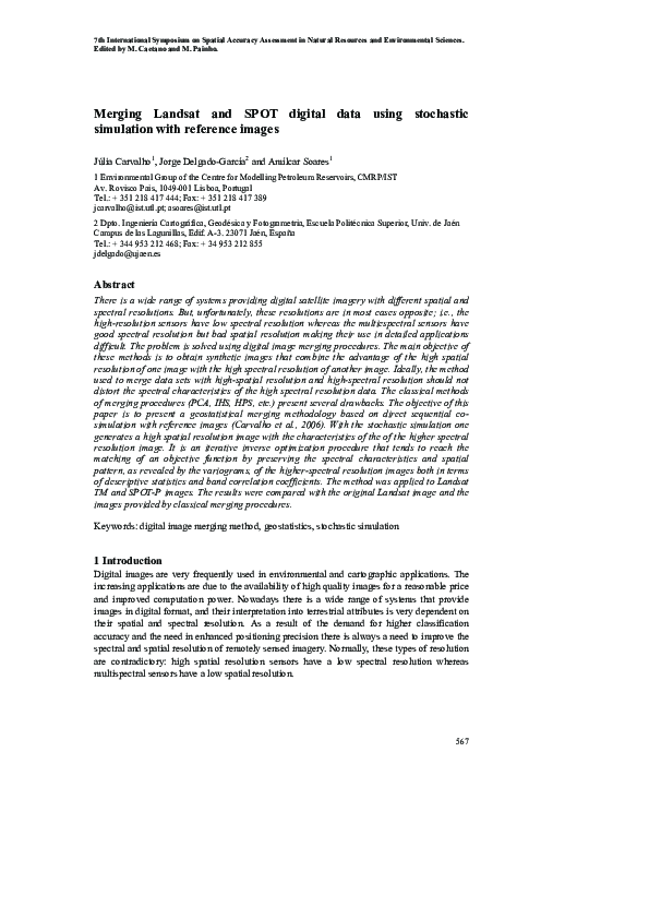 (PDF) Merging Landsat and SPOT digital data using stochastic simulation ...
