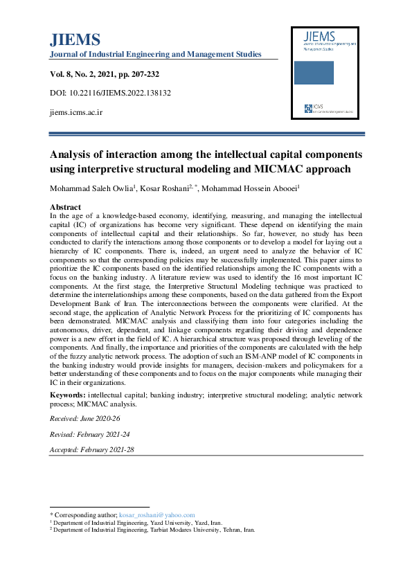 (PDF) Analysis of interaction among the intellectual capital components ...