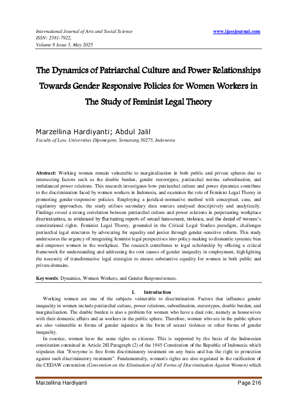 (PDF) The Dynamics of Patriarchal Culture and Power Relationships ...
