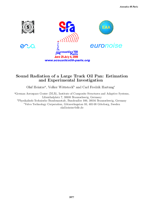 (PDF) Sound Radiation of a Large Truck Oil Pan: Estimation and ...
